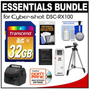Essentials Bundle for Sony Cyber-Shot DSC-RX100 Digital Camera with 32GB Card + Case + 50" Tripod + Accessory Kit - Digital Cameras and Accessories - Hip Lens.com