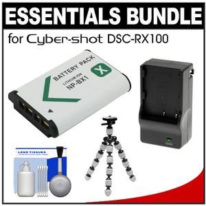 Essentials Bundle for Sony Cyber-Shot DSC-RX100 Digital Camera with NP-BX1 Battery & Charger + Flex Tripod + Cleaning Kit - Digital Cameras and Accessories - Hip Lens.com