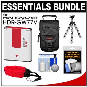 Essentials Bundle for Sony Handycam HDR-GW77V Shock & Waterproof HD Video Camera Camcorder with Case + NP-BG1 Battery + Tripod + Accessory Kit - Digital Cameras and Accessories - Hip Lens.com