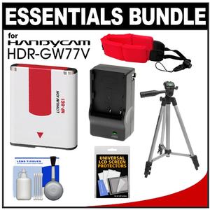 Essentials Bundle for Sony Handycam HDR-GW77V Shock & Waterproof HD Video Camera Camcorder with 32GB Card + NP-BG1 Battery + 50" Tripod + Float Strap + Acc - Digital Cameras and Accessories - Hip Lens.com