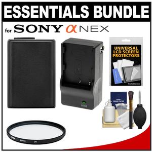 Essentials Bundle for Sony Alpha NEX-C3 NEX-F3 NEX-5N NEX-7 Digital Camera & 18-55mm Lens with NP-FW50 Battery & Charger + Filter + Accessory Kit - Digital Cameras and Accessories - Hip Lens.com