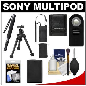 Sony VCT-MP1 58" Multipod Monopod/Tripod & Support Case (Black) with NP-FW50 Battery + Remote + Accessory Kit for NEX-5  NEX-5N  NEX-7  A37  & A55 - Digital Cameras and Accessories - Hip Lens.com