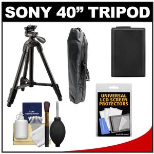 Sony VCT-R100 40" Photo/Video Tripod with 3-Way Pan & Tilt Head and Case (Black) with NP-FW50 Battery + Accessory Kit - Digital Cameras and Accessories - Hip Lens.com