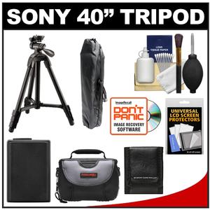 Sony VCT-R100 40" Photo/Video Tripod with 3-Way Pan & Tilt Head and Case (Black) with Case + NP-FW50 Battery + Accessory Kit - Digital Cameras and Accessories - Hip Lens.com