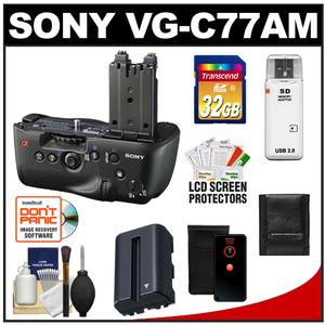 Sony Alpha VG-C77AM Vertical Battery Grip for SLT-A77 Digital SLR Camera with 32GB Card + NP-FM500H Battery + Wireless Remote + Accessory Kit - Digital Cameras and Accessories - Hip Lens.com