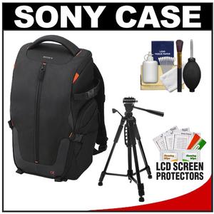 Sony LCS-BP2 Soft Digital SLR Camera Backpack Carrying Case (Black) with Tripod + Cleaning Kit - Digital Cameras and Accessories - Hip Lens.com
