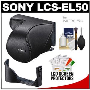 Sony LCS-EL50 Leather Case for NEX-5N Digital Camera with Lens (Black) with LCS-EB50 Leather Body Case + Cleaning Kit - Digital Cameras and Accessories - Hip Lens.com
