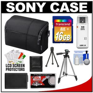 Sony LCS-EMF Medium Carrying Case for NEX Digital Cameras (Black) with 16GB Card + NP-FW50 Battery + Tripods + Accessory Kit - Digital Cameras and Accessories - Hip Lens.com
