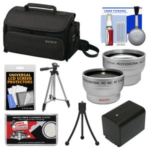 Sony LCS-U20 Medium Carrying Case for Handycam Cyber-Shot NEX Digital Camera (Black) with Wide & Telephoto Lens + Battery + Tripod + Accessory Kit Sony LCS-U20 Medium Carrying Case for Handycam Cyber-Shot NEX Digital Camera (Black) with Wide & Telephoto Lens + Battery + Tripod + Accessory Kit