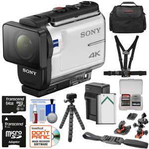 Sony Action Cam FDR-X3000 Wi-Fi GPS 4K HD Video Camera Camcorder with Chest & Helmet Mounts + 64GB Card + Battery & Charger + Case + Tripod + Kit