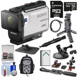 Sony Action Cam FDR-X3000 Wi-Fi GPS 4K HD Video Camera Camcorder with Shooting Grip Tripod + Action Mounts + 64GB Card + Battery + Backpack + Kit