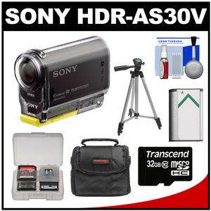 Sony Action Cam HDR-AS30V 1080p Wi-Fi HD Video Camera Camcorder (Black) with 32GB Card + Battery + Case + Tripod + Accessory Kit