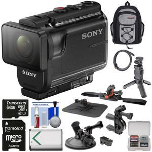Sony Action Cam HDR-AS50 Wi-Fi HD Video Camera Camcorder with VCT-STG1 Shooting Grip Tripod + Action Mounts + 64GB Card + Battery + Backpack + Kit
