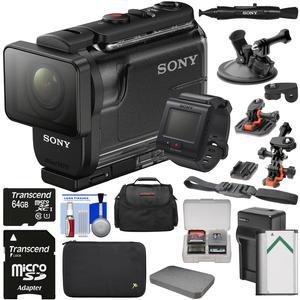 Sony Action Cam HDR-AS50R Wi-Fi HD Video Camera Camcorder & Live View Remote with 64GB Card + Battery & Charger + Cases + 2 Helmet & Suction Cup Mounts + Kit