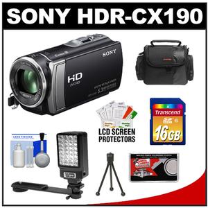 Sony Handycam HDR-CX190 1080p HD Video Camera Camcorder (Black) with 16GB Card + LED Video Light + Case + Accessory Kit - Digital Cameras and Accessories - Hip Lens.com