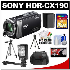 Sony Handycam HDR-CX190 1080p HD Video Camera Camcorder (Black) with 32GB Card + LED Video Light + Battery + Tripod + Case + Accessory Kit - Digital Cameras and Accessories - Hip Lens.com