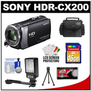 Sony Handycam HDR-CX200 1080p HD Video Camera Camcorder (Black) with 16GB Card + LED Video Light + Case + Accessory Kit - Digital Cameras and Accessories - Hip Lens.com