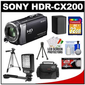 Sony Handycam HDR-CX200 1080p HD Video Camera Camcorder (Black) with 32GB Card + LED Video Light + Battery + Tripods + Case + Accessory Kit - Digital Cameras and Accessories - Hip Lens.com