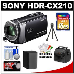 Sony Handycam HDR-CX210 8GB 1080p HD Video Camera Camcorder (Black) with 16GB Card + Battery + Case + Accessory Kit - Digital Cameras and Accessories - Hip Lens.com