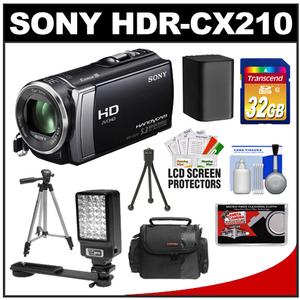 Sony Handycam HDR-CX210 8GB 1080p HD Video Camera Camcorder (Black) with 32GB Card + LED Video Light + Battery + Tripod + Case + Accessory Kit - Digital Cameras and Accessories - Hip Lens.com