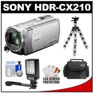 Sony Handycam HDR-CX210 8GB 1080p HD Video Camera Camcorder (Silver) with LED Video Light + Flex Tripod + Case + Accessory Kit - Digital Cameras and Accessories - Hip Lens.com
