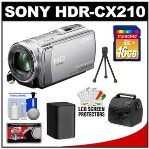 Sony Handycam HDR-CX210 8GB 1080p HD Video Camera Camcorder (Silver) with 16GB Card + Battery + Case + Accessory Kit - Digital Cameras and Accessories - Hip Lens.com