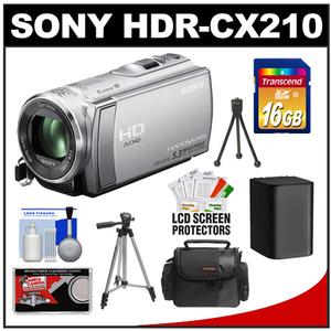 Sony Handycam HDR-CX210 8GB 1080p HD Video Camera Camcorder (Silver) with 16GB Card + Battery + Tripods + Case + Accessory Kit - Digital Cameras and Accessories - Hip Lens.com