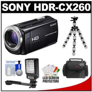 Sony Handycam HDR-CX260V 16GB 1080p HD Video Camera Camcorder (Black) with LED Video Light + Flex Tripod + Case + Cleaning Kit - Digital Cameras and Accessories - Hip Lens.com