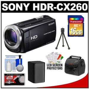 Sony Handycam HDR-CX260V 16GB 1080p HD Video Camera Camcorder (Black) with 16GB Card + Battery + Case + Accessory Kit - Digital Cameras and Accessories - Hip Lens.com