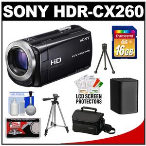 Sony Handycam HDR-CX260V 16GB 1080p HD Video Camera Camcorder (Black) with Sony Case + 16GB Card + Battery + Tripod + Accessory Kit - Digital Cameras and Accessories - Hip Lens.com