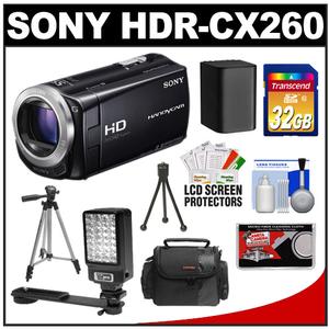Sony Handycam HDR-CX260V 16GB 1080p HD Video Camera Camcorder (Black) with 32GB Card + LED Video Light + Battery + Tripod + Case + Accessory Kit - Digital Cameras and Accessories - Hip Lens.com