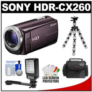 Sony Handycam HDR-CX260V 16GB 1080p HD Video Camera Camcorder (Brown) with LED Video Light + Flex Tripod + Case + Cleaning Kit - Digital Cameras and Accessories - Hip Lens.com