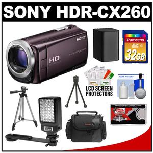 Sony Handycam HDR-CX260V 16GB 1080p HD Video Camera Camcorder (Brown) with 32GB Card + LED Video Light + Battery + Tripod + Case + Accessory Kit - Digital Cameras and Accessories - Hip Lens.com
