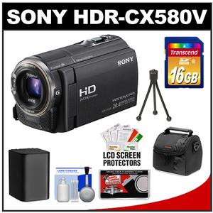 Sony Handycam HDR-CX580V 32GB 1080p HD Video Camera Camcorder (Black) with 16GB Card + Battery + Case + Accessory Kit - Digital Cameras and Accessories - Hip Lens.com