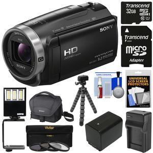 Sony Handycam HDR-CX675 32GB Wi-Fi HD Video Camera Camcorder with 32GB Card + Battery & Charger + Case + Tripod + LED Light + 3 Filters + Kit
