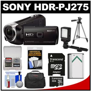 Sony Handycam HDR-PJ275 8GB 1080p Full HD Video Camera Camcorder with Projector (Black) with 32GB Card + Battery + Case + LED Light + Tripod + Accessory Kit