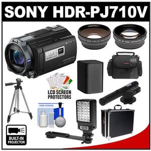 Sony Handycam HDR-PJ710V 32GB 1080p HD Video Camera Camcorder with Projector with Battery + LED Light + (2) Cases + Tripod + Microphone + Tele/Wide-Angle Lens K - Digital Cameras and Accessories - Hip Lens.com