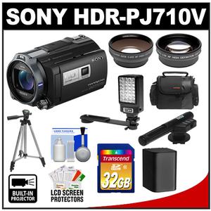 Sony Handycam HDR-PJ710V 32GB 1080p HD Video Camera Camcorder with Projector with 32GB Card + Battery + LED Light + Case + Tripod + Microphone + Tele/Wide Lens  - Digital Cameras and Accessories - Hip Lens.com