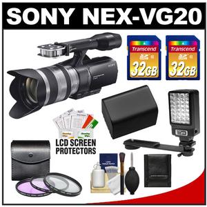 Sony Handycam NEX-VG20 1080 HD Video Camera Camcorder with 18-200mm OSS Lens with (2) 32GB Card + Battery + LED Video Light + 3 UV/FLD/CPL Filters + Accessory K - Digital Cameras and Accessories - Hip Lens.com
