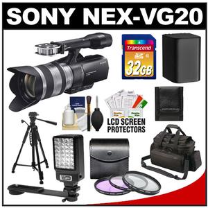 Sony Handycam NEX-VG20 1080 HD Video Camera Camcorder with 18-200mm OSS Lens with Sony Case + 32GB Card + Battery + LED Video Light + Filters + Tripod + Accesso - Digital Cameras and Accessories - Hip Lens.com