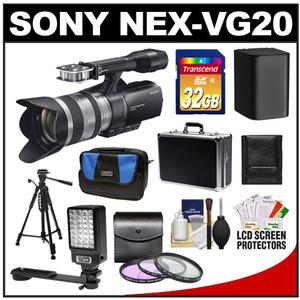 Sony Handycam NEX-VG20 1080 HD Video Camera Camcorder with 18-200mm OSS Lens with 32GB Card + Battery + LED Video Light + 2 Hard & Soft Cases + Filters + Tripod - Digital Cameras and Accessories - Hip Lens.com