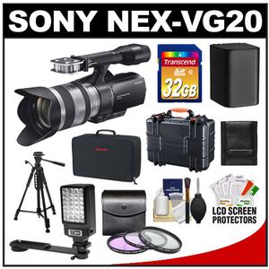 Sony Handycam NEX-VG20 1080 HD Video Camera Camcorder with 18-200mm OSS Lens with 32GB Card + Battery + LED Video Light + (2) Waterproof Cases + Filters + Tripo - Digital Cameras and Accessories - Hip Lens.com