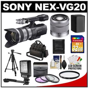 Sony Handycam NEX-VG20 1080 HD Video Camera Camcorder with 18-200mm OSS Lens with 18-55mm Lens + Sony Case + 32GB Card + Battery + Video Light + Tripod + Filter - Digital Cameras and Accessories - Hip Lens.com
