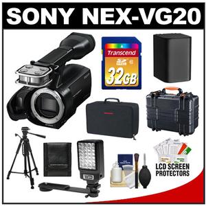 Sony Handycam NEX-VG20 1080 HD Video Camera Camcorder Body with 32GB Card + Battery + LED Video Light + (2) Waterproof Case  + Tripod + Accessory Kit - Digital Cameras and Accessories - Hip Lens.com