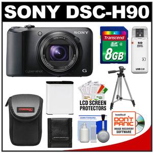 Sony Cyber-Shot DSC-H90 Digital Camera (Black) with 8GB Card + Case + Battery + Tripod + Accessory Kit - Digital Cameras and Accessories - Hip Lens.com