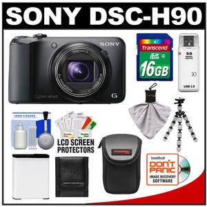 Sony Cyber-Shot DSC-H90 Digital Camera (Black) with 16GB Card + Case + Battery + Flex Tripod + Accessory Kit - Digital Cameras and Accessories - Hip Lens.com