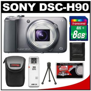 Sony Cyber-Shot DSC-H90 Digital Camera (Silver) with 8GB Card + Case + Accessory Kit - Digital Cameras and Accessories - Hip Lens.com