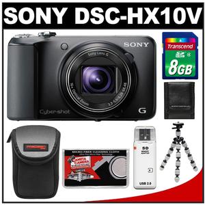 Sony Cyber-Shot DSC-HX10V GPS Digital Camera (Black) with 8GB Card + Case + Flex Tripod + Accessory Kit - Digital Cameras and Accessories - Hip Lens.com