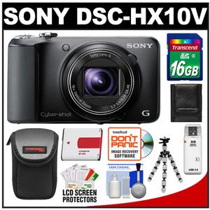 Sony Cyber-Shot DSC-HX10V GPS Digital Camera (Black) with 16GB Card + Battery + Case + Flex Tripod + Accessory Kit - Digital Cameras and Accessories - Hip Lens.com