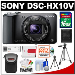Sony Cyber-Shot DSC-HX10V GPS Digital Camera (Black) with 16GB Card + Battery + Case + 2 Tripods + Accessory Kit - Digital Cameras and Accessories - Hip Lens.com